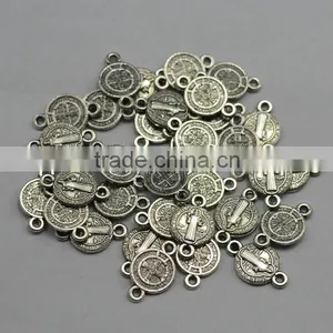 Wholesale Small Medal Two Holes Connectors With Saint Benendict thumbnail-2