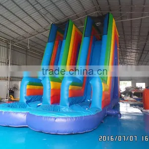 2016 New Design High Inflatable Water Slide Double Lane Wet Slide thumbnail-2