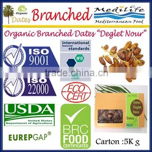 Organic Branched Dates Deglet Nour, Organic Branched Deglet Nour 5Kg Carton. Deglet Noor, Dates thumbnail-1