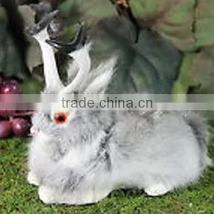 Easter Bunny Taxidermy Gray Grey Jackalope Lying Rabbit Horns thumbnail-1