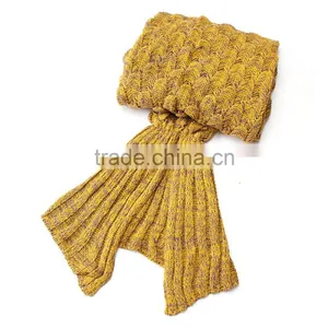 Christmas Gift Wholesale Custom Acrylic Material Kids Children Adults Knitted Crochet Mermaid Tail Blanket thumbnail-4
