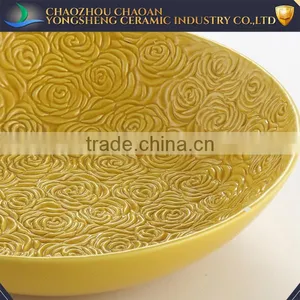 Manufacturer Yellow Round Decorative Flower Ceramic Fruit Plate thumbnail-4