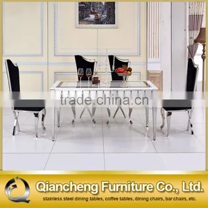 Modern Simple Marble Top Metal Dining Room Table thumbnail-5