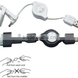 Portable 3 in 1 Retractable USB Connect Data Sync Charging Cable thumbnail-1