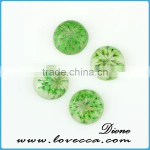 Round Shape Resin Cabochon Jewelry Pendant , Dried Flower Resin Cabochon , Clear Flat Resin Cabochon thumbnail-2