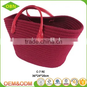 Wholesale Custom High-end Summer Bag Colorful Cool Cotton Rope Beach Handbag Basket Bag thumbnail-1