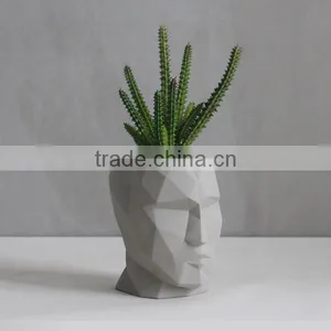 Handsome Man Head Concrete Succulent Planter Pot thumbnail-1