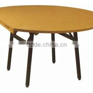 Wood Extendable Dining Restaurant Round Folding Table Tops thumbnail-1