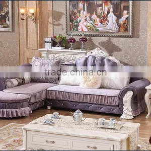 M868 Home Use High Class Living Room Furniture European Classical Wooden Fabric Sofa With Lounge Chaise thumbnail-3