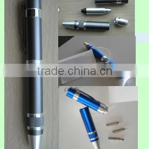 6/bit Screwdriver Aluminium Style Kit Pen Flashlight Pen Screwdriver thumbnail-1