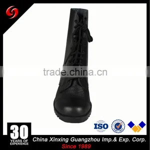 Black Full Grain Leather Waterproof Canvas Combat Jungle Military Boots thumbnail-3