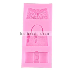 3pcs Fashion Bag Silicone Mold Chocolate Mould Cake Decorating 1688 Agent thumbnail-3
