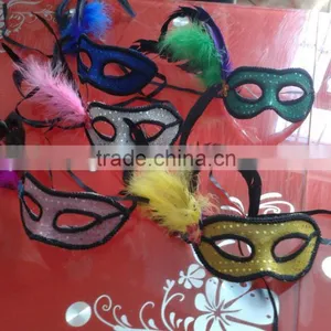 Party Mask With Sequins and Feathers Decoration Accessory thumbnail-1