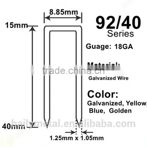 92/40 Staples Crown: 8.85mm 18GA 92 Series Staples, 9240, 9235, 9230, 9225, 9220, 9215 Heavy Staples thumbnail-1
