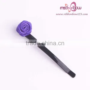 Wholesale Hair Accessories Satin Rose Hair Clip Design for Kids, Flower Hair Cilp thumbnail-2