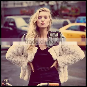 Star Loves European Style Lamb Wool Coat Jacket With Rivet thumbnail-1