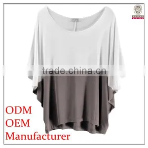 2014 Top Fahsion Plain Colour Round Collar Ladies Tops and Blouses With Batwing Sleeve thumbnail-1