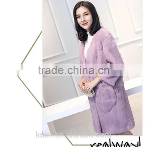 New Arrival Long Genuine Gray Rex Rabbit Fur Coat for Women Fashion Warm Real Fur Coats Plus Size Winter Jacket thumbnail-5