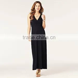 Ladies V-neck Ruched Jersey Maxi Dress TH109 thumbnail-1