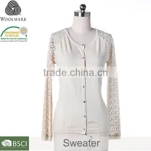 Small Quantity Clothing Sweater Manufacturern for Girl,striped Crewneck Black & White Cardigan Sweater thumbnail-2