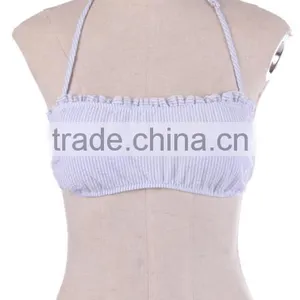 Whlolesale Hot Sale Monogrammed Seersucker Ruffle Bandeau Top thumbnail-2