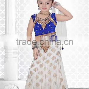 White Color Benaras Cloth All Over Stylish Lehenga Sizzling Girls Ready Made thumbnail-1
