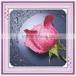 Custom Handmade Red Flower Pattern Embroidery Diamond Painting Cross Stitch Fabric Kit thumbnail-6