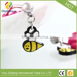 Cute Animal Stainless Steel Flower Honey Body Piercing Belly Ring thumbnail-3