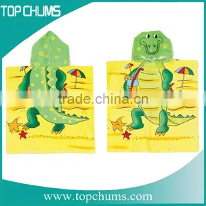 China Factory Made 100% Cotton Reactive Printed Hooded Towel Poncho thumbnail-2