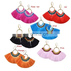 Fashion Handmake Fan Tassel Earrings thumbnail-6