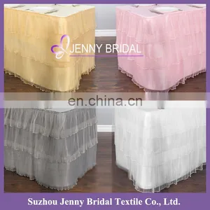 TS092A Wholesale Organza Fabric Latest Wedding Decoration Table Skirting thumbnail-1