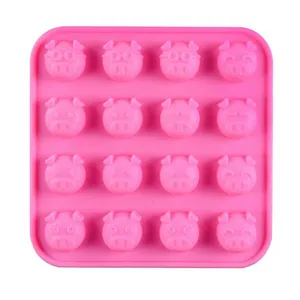 Free Sample Food Grade Heat Resistant Nontoxic Silicone Cake Mold Baking Mousse Pudding Mold Tool Pig Head 16holes thumbnail-4