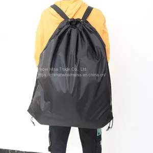 Large Capacity Laundry Backpack Bag Over the Door Hanging Laundry Hamper With Stainless-Steel Hooks 2 in 1 Laundry Bag for School Dormitory, Camping,Laundry Room, Outdoor Travel, Black thumbnail-1