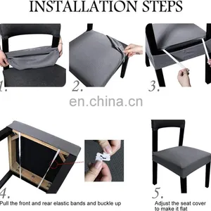 Stretch Spandex Jacquard Dining Chair Seat Cover Waterproof Removable and Washable Dustproof Dining Chair Cushion Seat Cover thumbnail-4