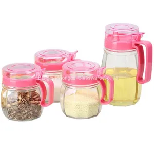 4 Pcs Glass Oil Can Set Oil Carafe Decanter for Kitchen,Glass Olive Oil Bottle thumbnail-5