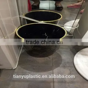 Plastic Waste Bin With Golden Edge thumbnail-1