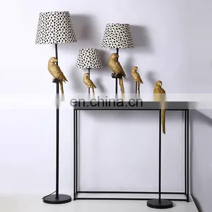 Parrot Shape Gold Bird Animal Statue Decoration Small Resin Vintage American Desk Lamps for Gift thumbnail-6