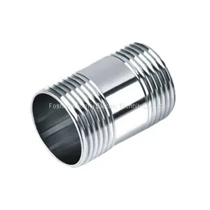 Stainless Steel Pipe Fittings Double Hose Connector Threaded Nipple thumbnail-1