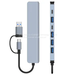 Cheap Price Aluminum 7 in 1 USB Hub USB 3.0*1+USB 2.0*4+USB-C*1+PD*1 USB Hub thumbnail-2
