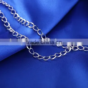 Hot Sales Wholesale Fashion Rhodium Plated Beautiful Curb Chain Of Necklace thumbnail-4