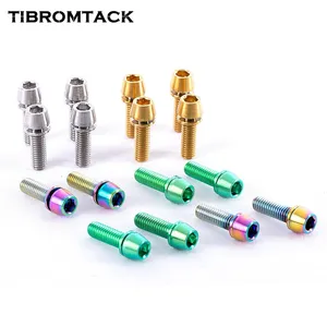 Titanium Hex Bike Stem Bolts M5x16mm Tapered Head With Washer Screws 6pcs thumbnail-2