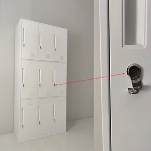 White 9 Doors Metal Gym Locker Customized Steel Storage Cabinet With Padlock thumbnail-4