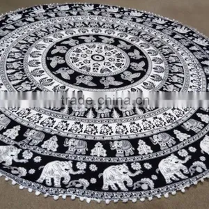 High Quality Mandala Round Beach Towel With Tassel thumbnail-2