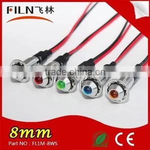 Wenzhou FILN White Lamp 8MM Metal 12V DC Led Signal Automotive Lights Manufacturers With Wire thumbnail-1