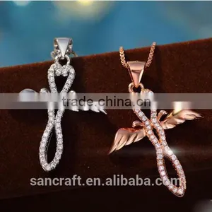 Rose Gold Plated 925 Silver Cross Necklace thumbnail-1