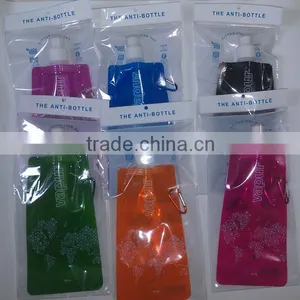 New Design Bpa Free Plastic Foldable Water Drink Bottle Bag With Hook and Gravure Printing,custom Bottle Bag thumbnail-2