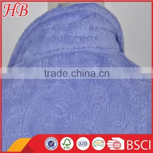 3D Embossed Coral Fleece Zip Bathrobe thumbnail-6
