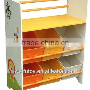 Kids Wooden Shelf With Boxes thumbnail-1