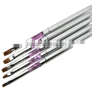 Compact Foldable Metal Handle Acrylic Nail Tip Art Brush Set Flat Brush 5 Pcs NO.2 4 6 8 10 thumbnail-3