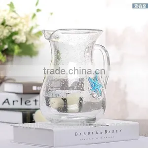 Glass Bubble Pitcher With Sea Star thumbnail-1